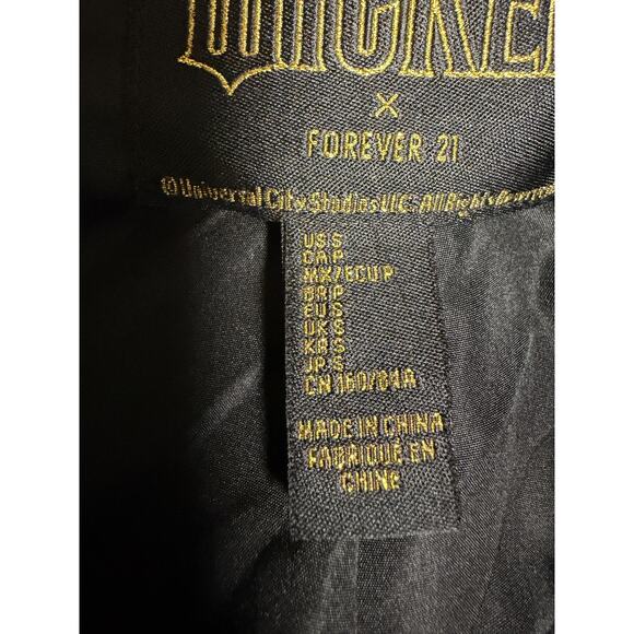 Wicked X Forever 21 Jacket Womens Small Black Faux Leather Bomber Rhinestone - Picture 9 of 16